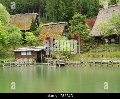 Im Hida Folk Village, in der Nähe von Takayama, Japan. Stockfoto