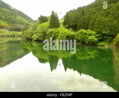 Mit dem Zug in der Nähe von Takayama, Japan Stockfoto