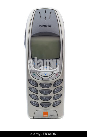 Ein Jahrgang Nokia 6310 Handy. Nokia ist ein finnischer Kommunikations- und Informationstechnologie Stockfoto