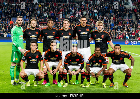 EINDHOVEN - 14 SEPTEMBER: David de Gea, Daley Blind, Anthony Martial, Bastian Schweinsteiger, Chris Smalling, Luke Shaw, Ander H Stockfoto