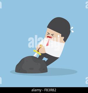 Geschäftsmann versuchen, Schwert aus Stein, Vektor, EPS10 ziehen Stock Vektor