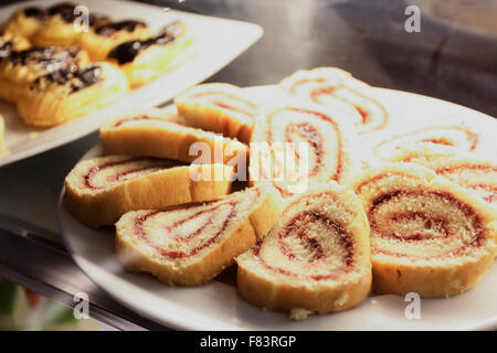 Vanille und Pudding Sahne Kuchen Stockfoto