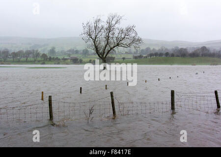 Wensleydale, North Yorkshire, UK. 5. Dezember 2015. Überfluteten Land und Straßen in Wensleydale, North Yorkshire, UK. Bildnachweis: Wayne HUTCHINSON/Alamy Live-Nachrichten Stockfoto