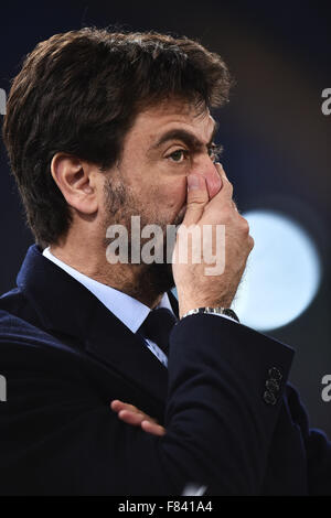 Rom, Italien. 4. Dezember 2015. Andrea Agnelli Juventus Roma 12.04.2015 Stadio Olimpico Fußball Calcio 2015/2016 Serie A Lazio - Juventus Foto Andrea Staccioli / Kredit-Insidefoto: Insidefoto/Alamy Live-Nachrichten Stockfoto