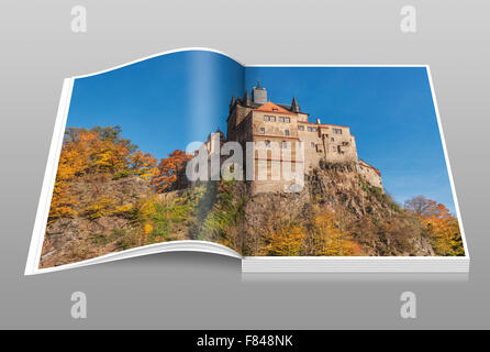 Burg Kriebstein ist ein Bergsporn Schloss und die schönsten Ritterburg in Sachsen, Deutschland, Europa Stockfoto