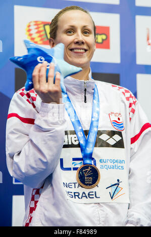 Netanya, Israel. 5. Dezember 2015. JOVANOVIC Sanja CRO Bronzemedaille 50m Rücken Frauen Finale Netanya, Israel, Wingate Institut LEN kurzen Kurs schwimmen Europameisterschaften vom 2. bis 6. Dezember 2015 Netanya 12.05.2015 Nuoto Campionati Europei di Nuoto in Vasca Corta Bildnachweis Giorgio Scala/Deepbluemedia/Insidefoto: Insidefoto/Alamy Live News Stockfoto