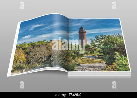 Der Leuchtturm Darßer Ort befindet sich im Nordwesten der Halbinsel Fischland-Darß-Zingst an der Ostsee, Deutschland Stockfoto