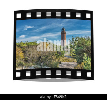 Der Leuchtturm Darßer Ort befindet sich im Nordwesten der Halbinsel Fischland-Darß-Zingst an der Ostsee, Deutschland Stockfoto