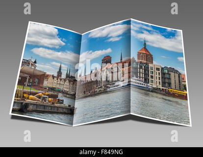 Blick auf die Mottlau, Johanneskirche, Brama Straganiarska und St. Marys Kirche, Danzig, Pommern, Polen, Europa Stockfoto