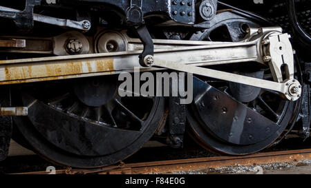 Räder auf Dampfantrieb Lokomotive hautnah. Virginia Museum Of Transport Stockfoto