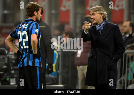 Roberto Mancini, Adem Ljajic Inter Milano 12.05.2015 Stadio Giuseppe Meazza - Fußball Calcio Serie ein Inter - Genua. Foto Giuseppe Celeste / Insidefoto Stockfoto