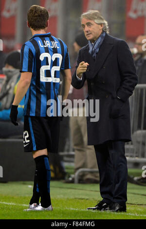 Roberto Mancini, Adem Ljajic Inter Milano 12.05.2015 Stadio Giuseppe Meazza - Fußball Calcio Serie ein Inter - Genua. Foto Giuseppe Celeste / Insidefoto Stockfoto