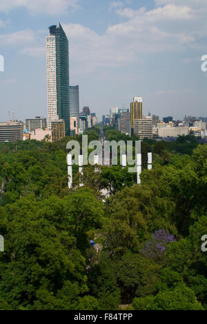 Luftbild von der Paseo De La Reforma und das Denkmal für Los Niños Heroes, Mexico City, Mexiko Stockfoto