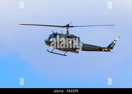 Bell UH - 1H "Huey" Helikopter-Anzeige bei Southport Airshow im Jahr 2014 Stockfoto