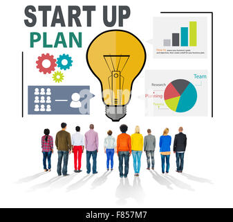 Start Start Business Ideen Plan-Kreativität-Konzept Stockfoto