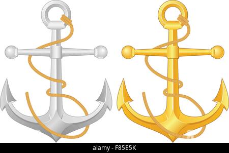 Zwei Anker auf einem weißen Hintergrund. Vektor-Illustration. Stock Vektor