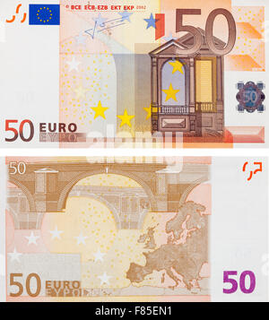 fünfzig Euro. Neue Banknoten Vorder- und Rückseite Stockfoto