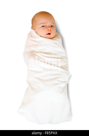 1 Monat Baby Windel auf weißem Hintergrund Stockfoto