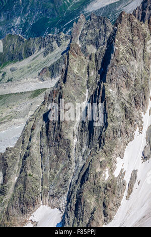 Blick auf die Alpen von der Aiguille du Midi Chamonix. Stockfoto