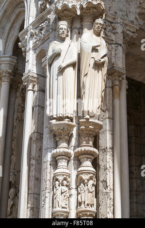 Statuen Veranda richtige Nordportal, Kathedrale von Chartres, Eure-et-Loir, Frankreich, Europa Stockfoto