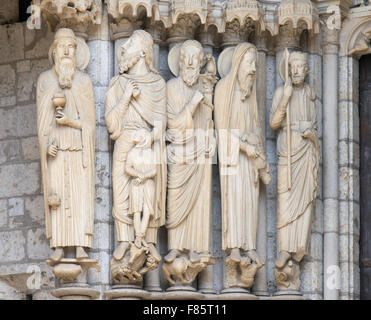 Linken Pfosten Statuen Nordportal, Kathedrale von Chartres, Eure-et-Loir, Frankreich, Europa Stockfoto