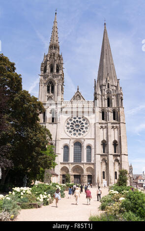 Westliche Höhe von Chartres Kathedrale, Eure-et-Loir, Frankreich, Europa Stockfoto
