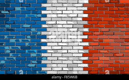 Grunge-Flagge von Frankreich auf eine Mauer Stock Vektor