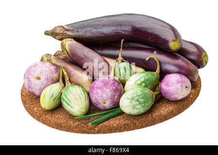 Asiatische Aubergine Assortie isoliert Stockfoto