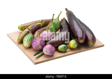 Asiatische Aubergine Assortie isoliert Stockfoto