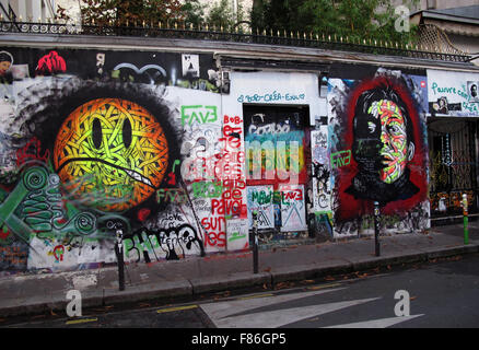 Graffiti an der Wand des Hauses von Serge Gainsbourg, rue de Verneuil, Paris, linken Ufer, Frankreich, Französisch Sänger, Schauspieler, Regisseur Stockfoto