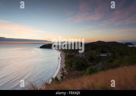 Mana Island bei Sonnenaufgang, Mamanuca Inseln, Fidschi Stockfoto