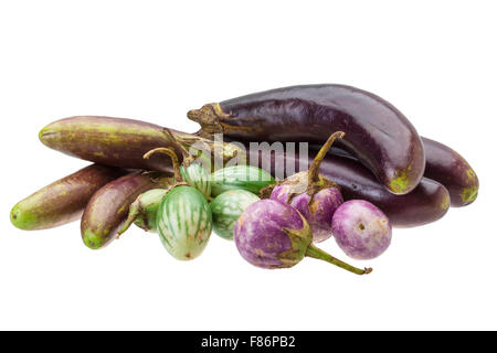 Asiatische Aubergine Assortie isoliert Stockfoto