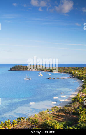 Blick auf Mana Insel, Mamanuca Inseln, Fidschi Stockfoto