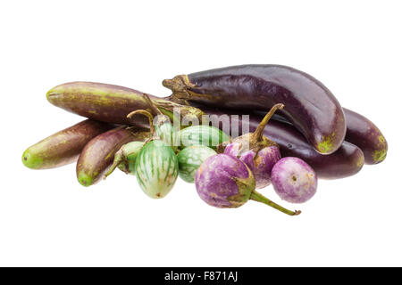 Asiatische Aubergine Assortie isoliert Stockfoto