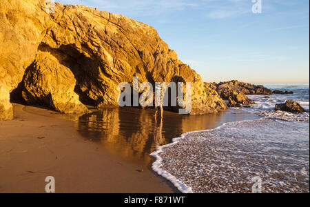 Besucher geht in Richtung Meereshöhlen Leo Carillo State Beach Stockfoto