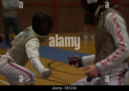 Welsh Open 2015 Fechten Meisterschaft, Sport Wales National Centre Stockfoto