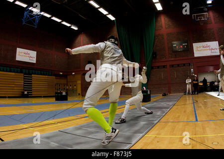 Welsh Open 2015 Fechten Meisterschaft, Sport Wales National Centre. Stockfoto