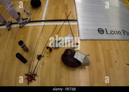 Welsh Open 2015 Fechten Meisterschaft, Sport Wales National Centre. Stockfoto