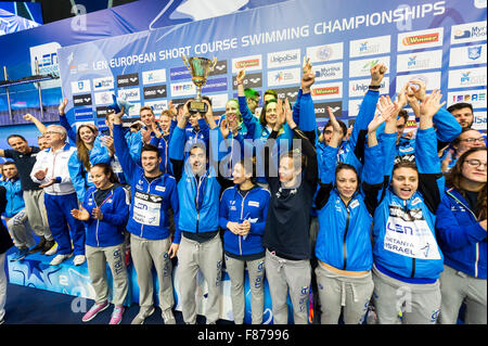 Netanya, Israel. 6. Dezember 2015. Italien ITA beste Team der Meisterschaft Netanya, Israel, Wingate Institut LEN kurzen Kurs schwimmen Europameisterschaften vom 2. bis 6. Dezember 2015 Netanya 12.06.2015 Nuoto Campionati Europei di Nuoto in Vasca Corta Credit: Insidefoto/Alamy Live News Stockfoto