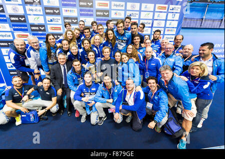 Netanya, Israel. 6. Dezember 2015. Italien ITA beste Team der Meisterschaft Netanya, Israel, Wingate Institut LEN kurzen Kurs schwimmen Europameisterschaften vom 2. bis 6. Dezember 2015 Netanya 12.06.2015 Nuoto Campionati Europei di Nuoto in Vasca Corta Credit: Insidefoto/Alamy Live News Stockfoto