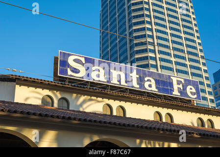 Santa Fe Depot Schild. Union Station, San Diego, Kalifornien, USA. Stockfoto