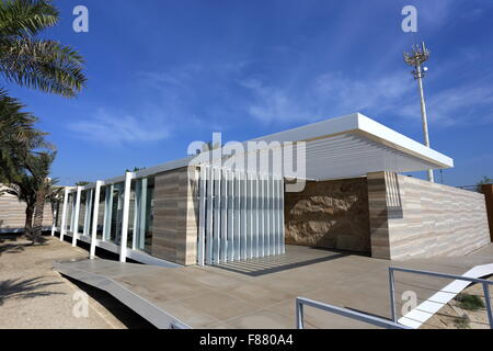 Das Besucherzentrum am Bu Maher Fort, Muharraq, Beginn des Bahrains perlendes Trail, Königreich von Bahrain Stockfoto