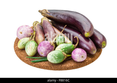 Asiatische Aubergine Assortie isoliert Stockfoto