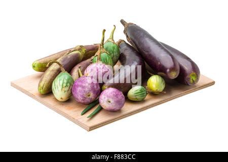 Asiatische Aubergine Assortie isoliert Stockfoto