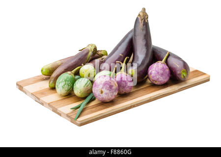 Asiatische Aubergine Assortie isoliert Stockfoto