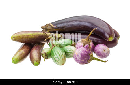 Asiatische Aubergine Assortie isoliert Stockfoto