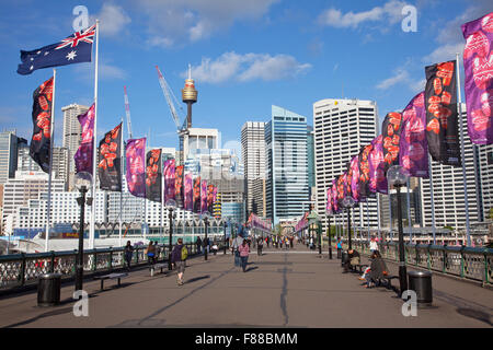 Pyrmont Bridge, Darling Harbour, Sydney, NSW, Australien Stockfoto