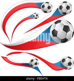 Tschechische Republik-Flag gesetzt mit Fußball isoliert Stock Vektor