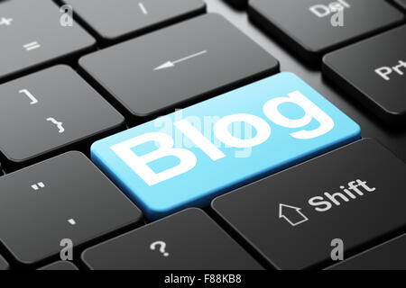 Web-Development-Konzept: Blog über Computer Tastatur Hintergrund Stockfoto