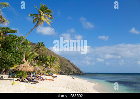 Strand von Octopus Resort, Waya Insel Yasawa Inseln, Fidschi Stockfoto